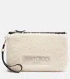 Jimmy Choo Logo Shearling Pouch With Strap In White
