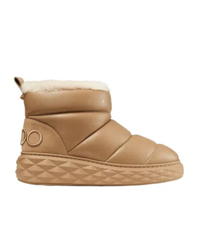 Jimmy Choo Logo Short Boots In Nude