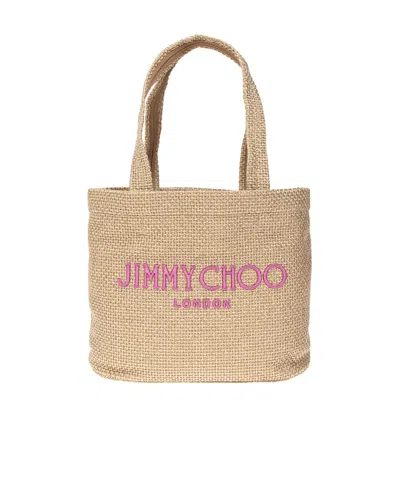 Jimmy Choo Logo Shoulder Bag In Nude