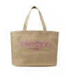 Jimmy Choo Rectangular Woven Texture Tote Bag Dual Handles In Nude