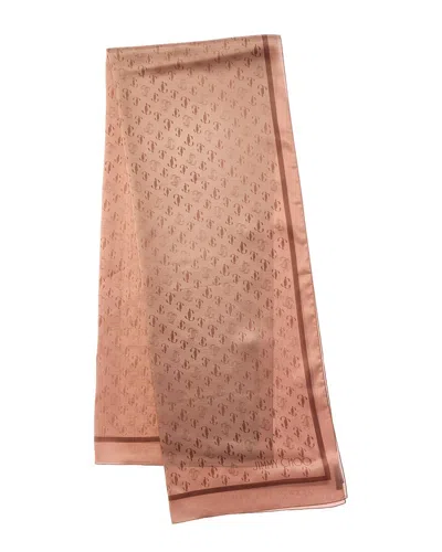 Jimmy Choo Logo Silk Scarf In Beige