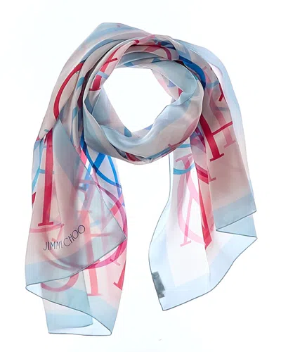 Jimmy Choo Logo Silk Scarf In Multi