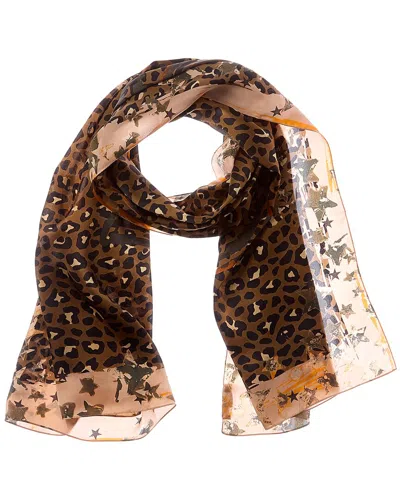 Jimmy Choo Logo Silk Scarf In Brown