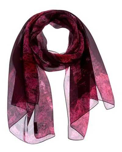 Jimmy Choo Logo Silk Scarf In Burgundy