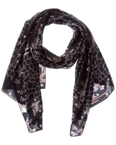 Jimmy Choo Logo Silk Scarf In Animal Print