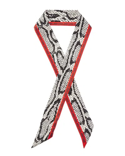 Jimmy Choo Logo Silk Scarf In Multi