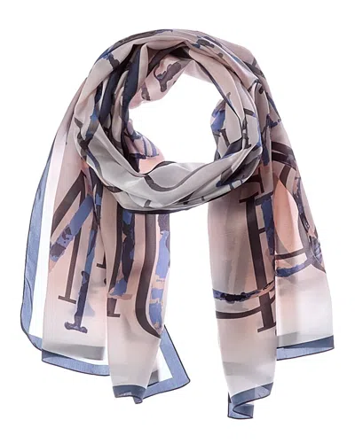 Jimmy Choo Logo Silk Scarf In Neutral