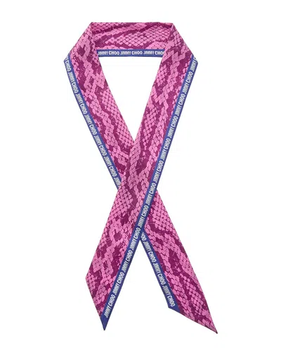 Jimmy Choo Logo Silk Scarf In Pink