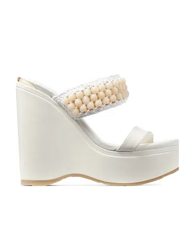 Jimmy Choo Logo Sloping Heels In White