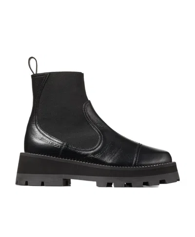 Jimmy Choo Logo Square-round Boots In Black