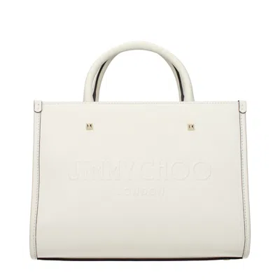 Jimmy Choo Logo-embossed Leather Tote Bag In White
