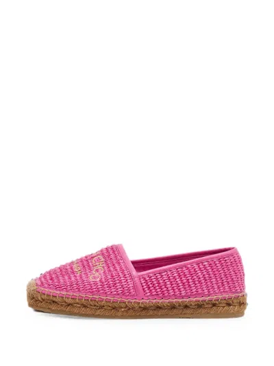Pre-owned Jimmy Choo Logo-embroidered Flat Espadrilles In Pink
