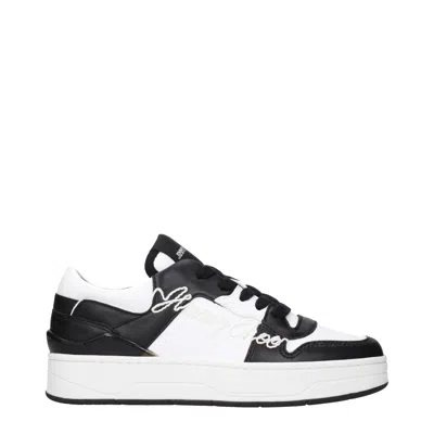 Jimmy Choo Logo-embroidered Leather Sneakers In Black