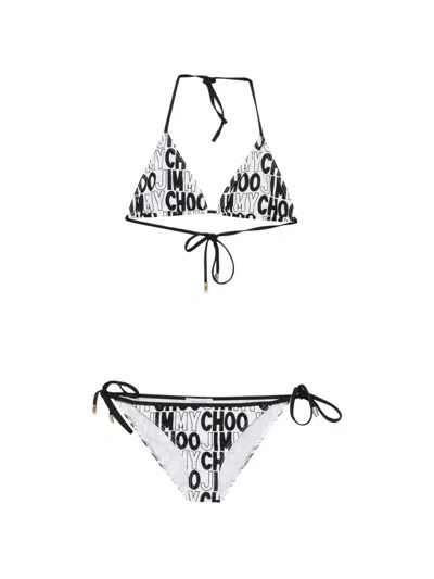 Jimmy Choo Logo-print Triangle Bikini In White
