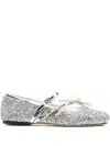 Jimmy Choo Loli Glittered Bow-detail Ballet Flats In Silver