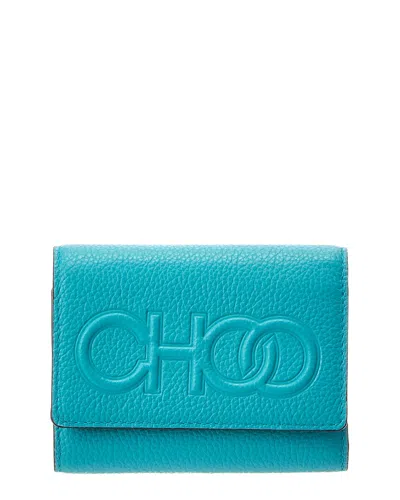 Jimmy Choo Loni Leather Card Case In Blue