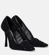 Jimmy Choo Lotta 100 Embellished Mesh Pumps In Schwarz