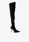 Jimmy Choo Lotta Otk 100 Velvet Over-the-knee Boots In Black