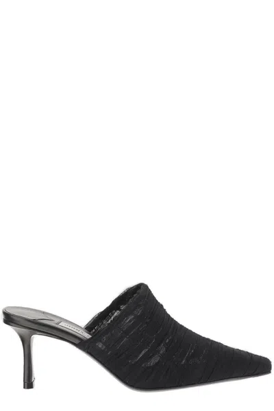 Jimmy Choo Lotta 65 Ruched Tulle Mules In Black