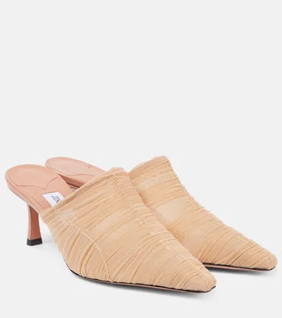 JIMMY CHOO LOTTA 65 RUCHED TULLE MULES