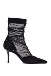Jimmy Choo Lotta Ab 85 Crystal-embellished Tulle And Satin Sock Boots