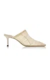 Jimmy Choo Lotta Ruched Tulle Mules In White