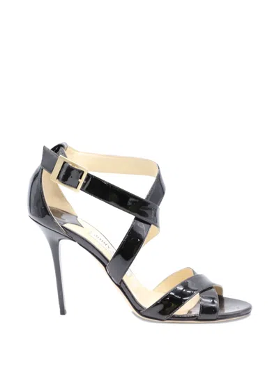 Pre-owned Jimmy Choo Lottie Leather Heeled Sandals In Black
