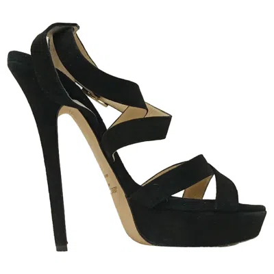 Jimmy Choo Louise Crisscross Platform Sandals In Black Suede