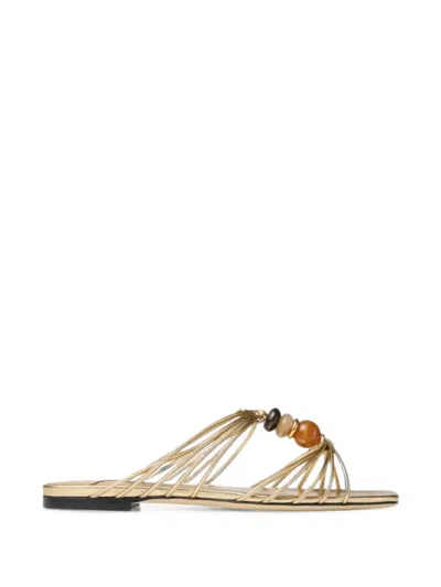 Jimmy Choo Lova Bead-embellished Multi-strap Sandals In Gold