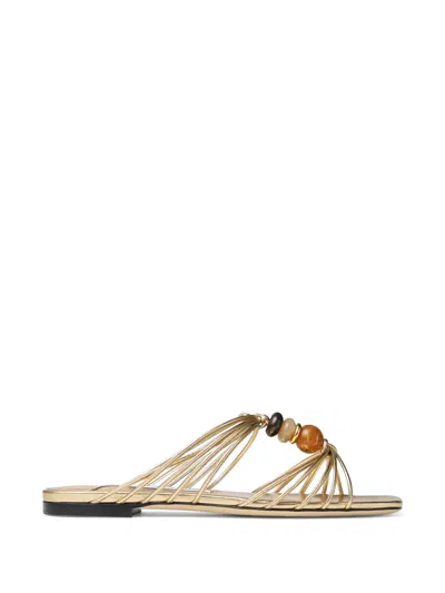Jimmy Choo Lova Embellished Metallic Leather Sandals In Gold