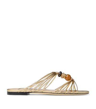 Jimmy Choo Lova Bead-embellished Sandals In Gold