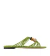 Jimmy Choo Lova Embellished Suede Sandals In Green