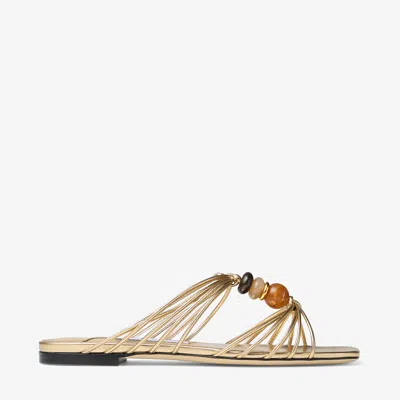 Jimmy Choo Lova Bead-embellished Sandals In Gold