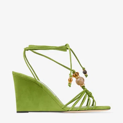 Jimmy Choo Lova Wedge 85 In Green