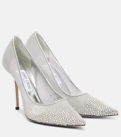 Jimmy Choo Love 100 Crystal-embellished Pumps In Silver