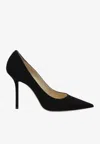 Jimmy Choo Pointed Toe Black Leather Pumps In Black
