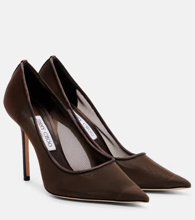 Jimmy Choo Love 100 Mesh Pumps In Brown