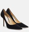 Jimmy Choo Pointed Toe Black Leather Pumps In Black