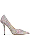 Jimmy Choo Love 100mm Glitter Pumps In Silver