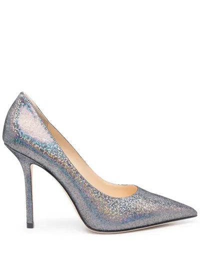 Jimmy Choo Love 100mm Holographic-effect Pumps In Silver
