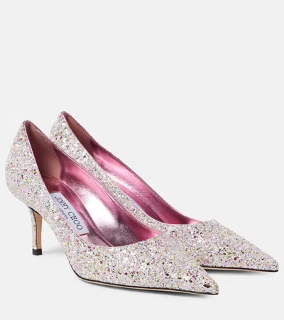 Jimmy Choo Love 100mm Glitter Pumps In Pink