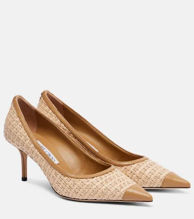 Jimmy Choo Love 65 Raffia-effect Pumps In Neutral