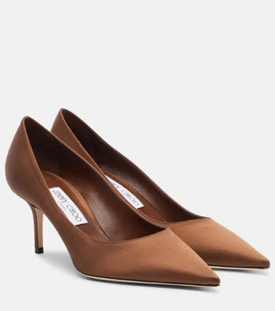 Jimmy Choo Brown Silk High Heel Women's Pumps