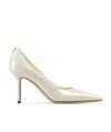 Jimmy Choo Milk Patent Leather Love 85 Pumps With Pointed Toe Design In Neutral