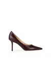 JIMMY CHOO LOVE 85 BURGUNDY LEATHER PUMPS