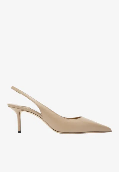 Jimmy Choo Love 85 Calf Leather Slingback Pumps In Brown