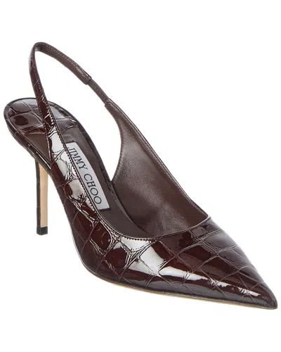 Jimmy Choo Love 85 Slingback Pumps In Croc-embossed Leather In Brown