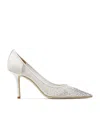 Jimmy Choo 85mm Love Embellished Tulle Pumps In White