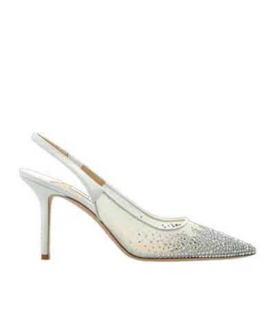 Jimmy Choo Love 85 Embellished Slingback Pumps In White