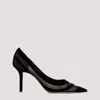 Jimmy Choo Love 85 Flocked Stripes Mesh Pumps In Black Black